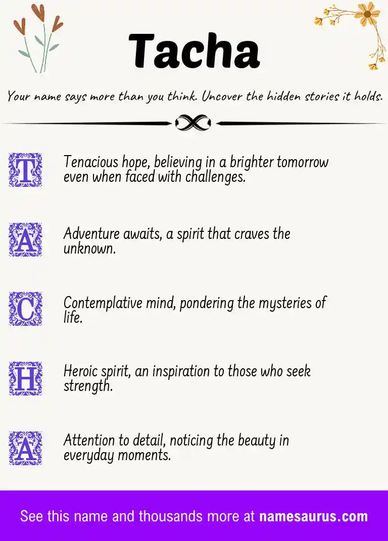 Acrostic poem about Tacha.