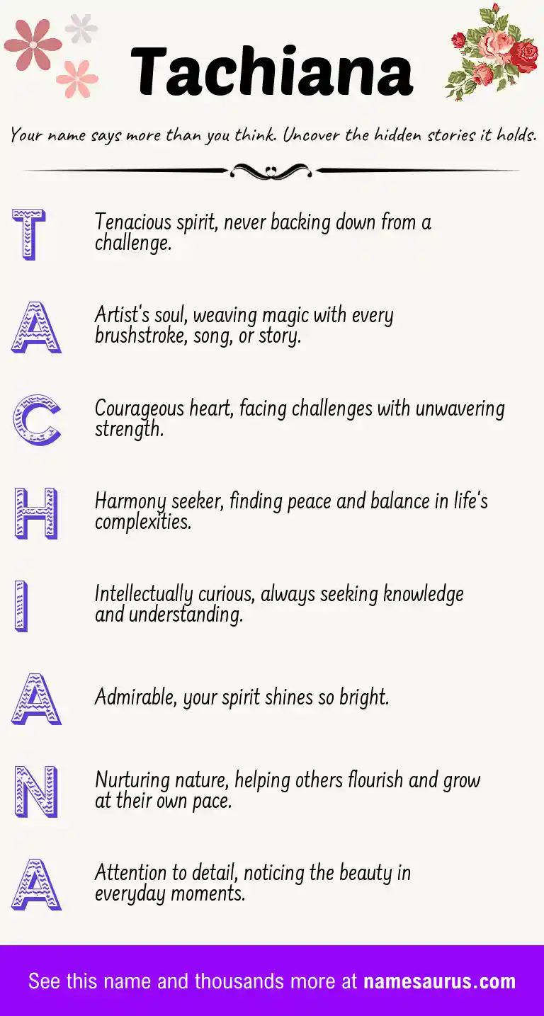 Acrostic poem about Tachiana.