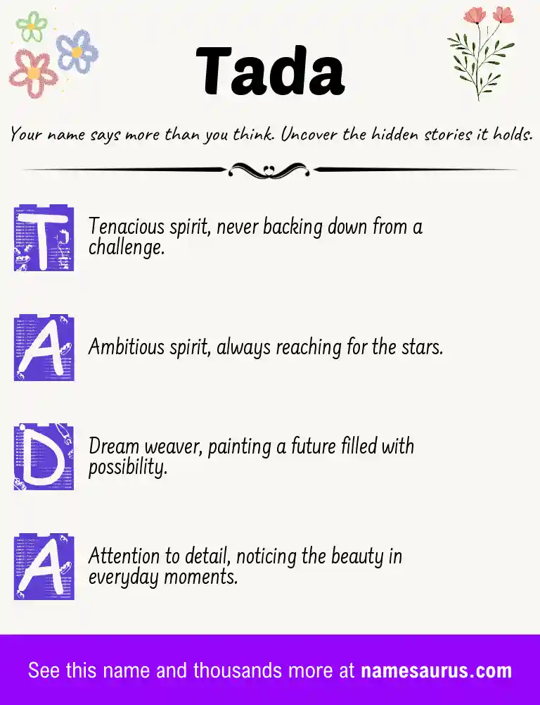 Acrostic poem about Tada.