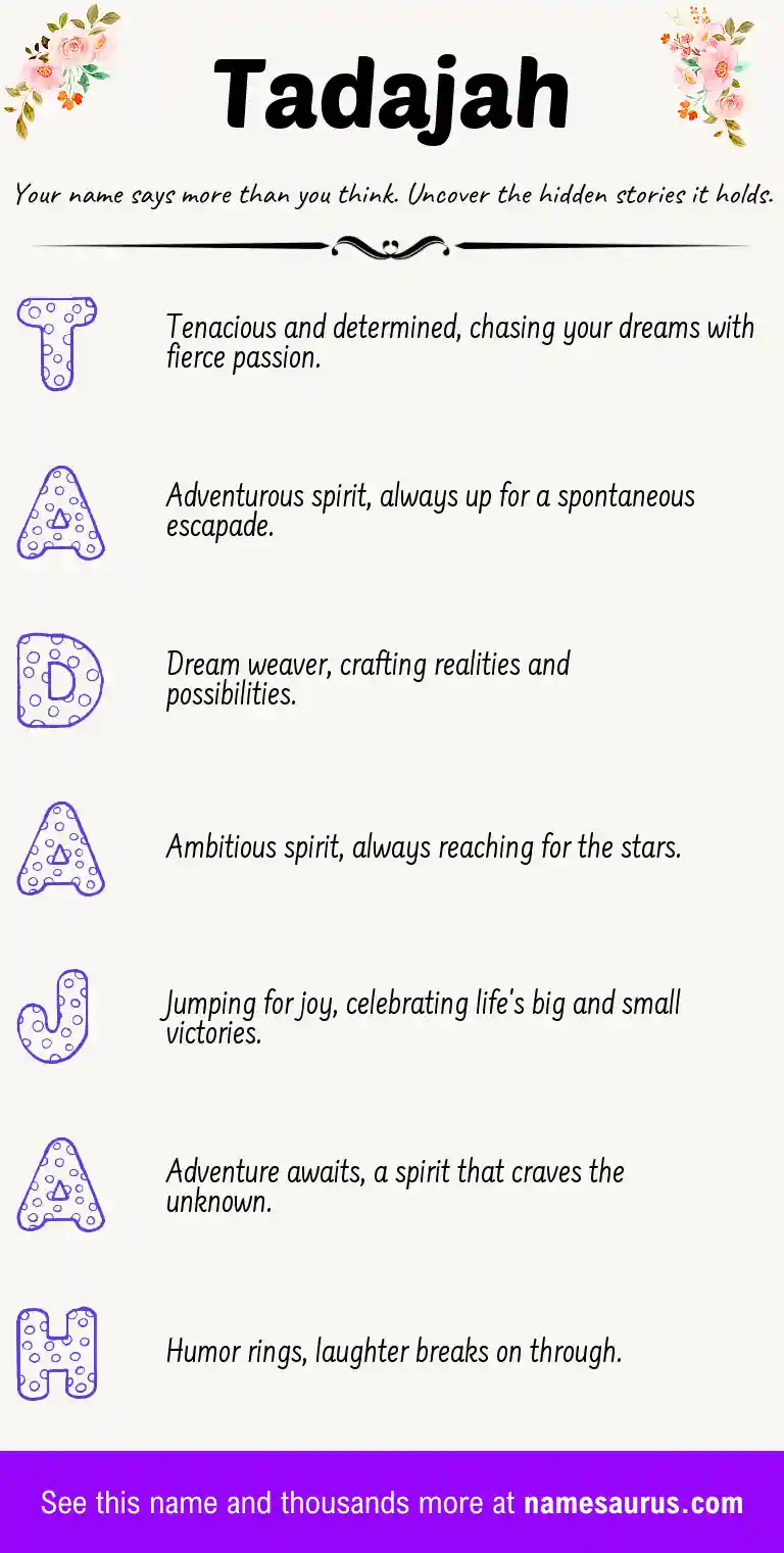 Acrostic poem about Tadajah.