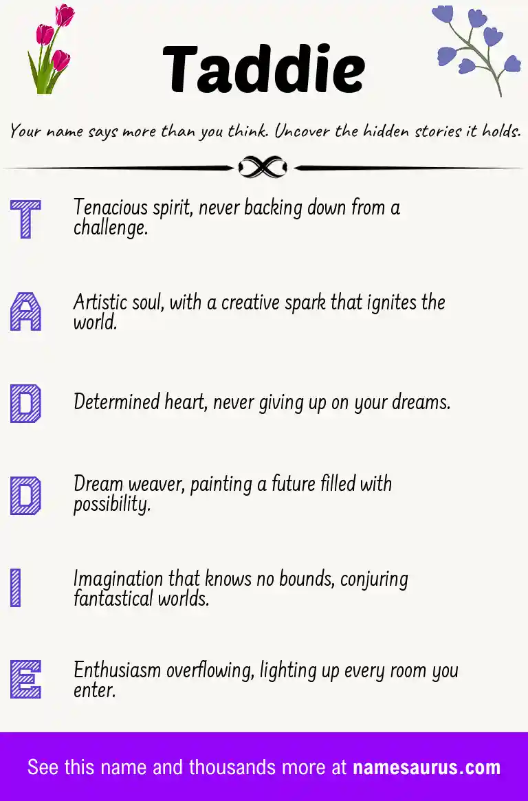 Acrostic poem about Taddie.