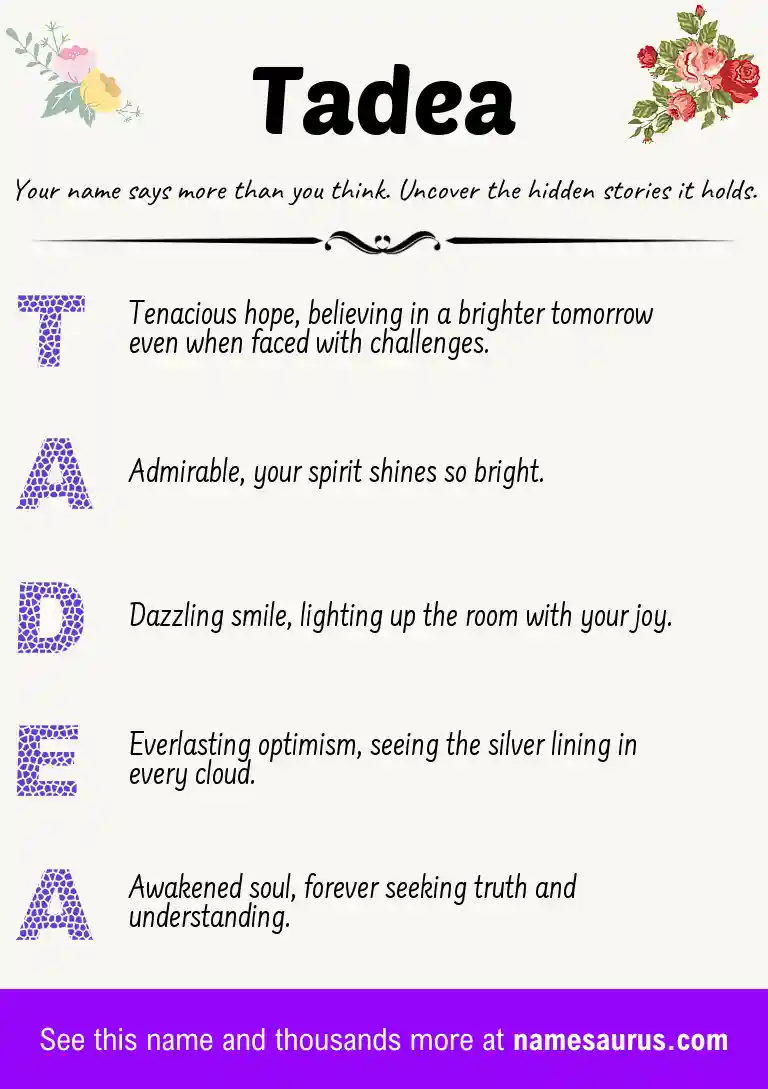 Acrostic poem about Tadea.