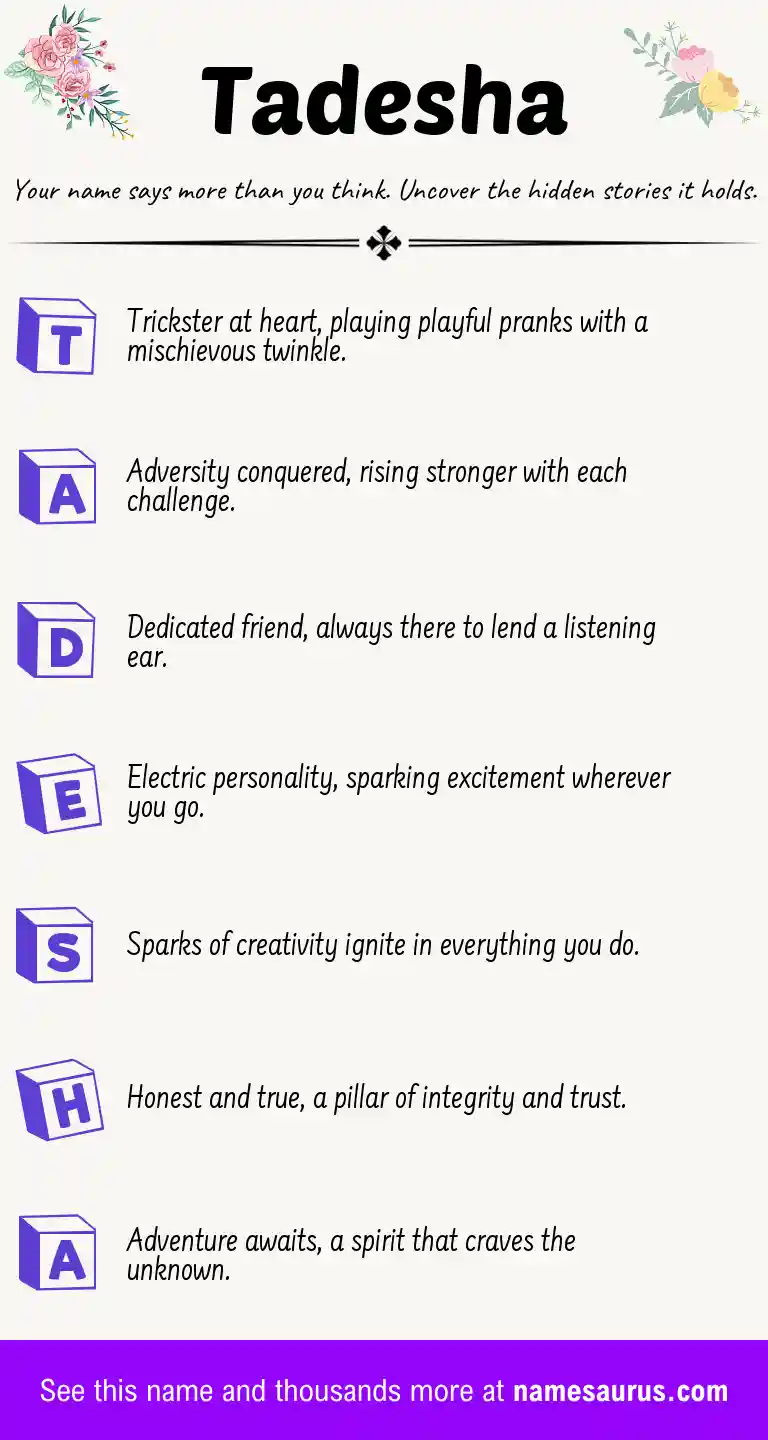 Acrostic poem about Tadesha.