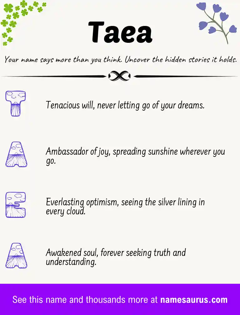 Acrostic poem about Taea.