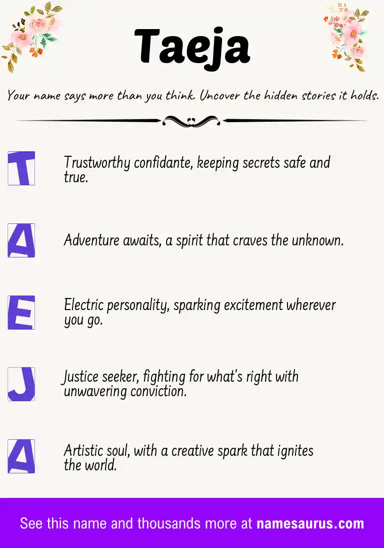 Acrostic poem about Taeja.