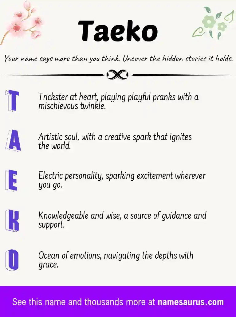 Acrostic poem about Taeko.