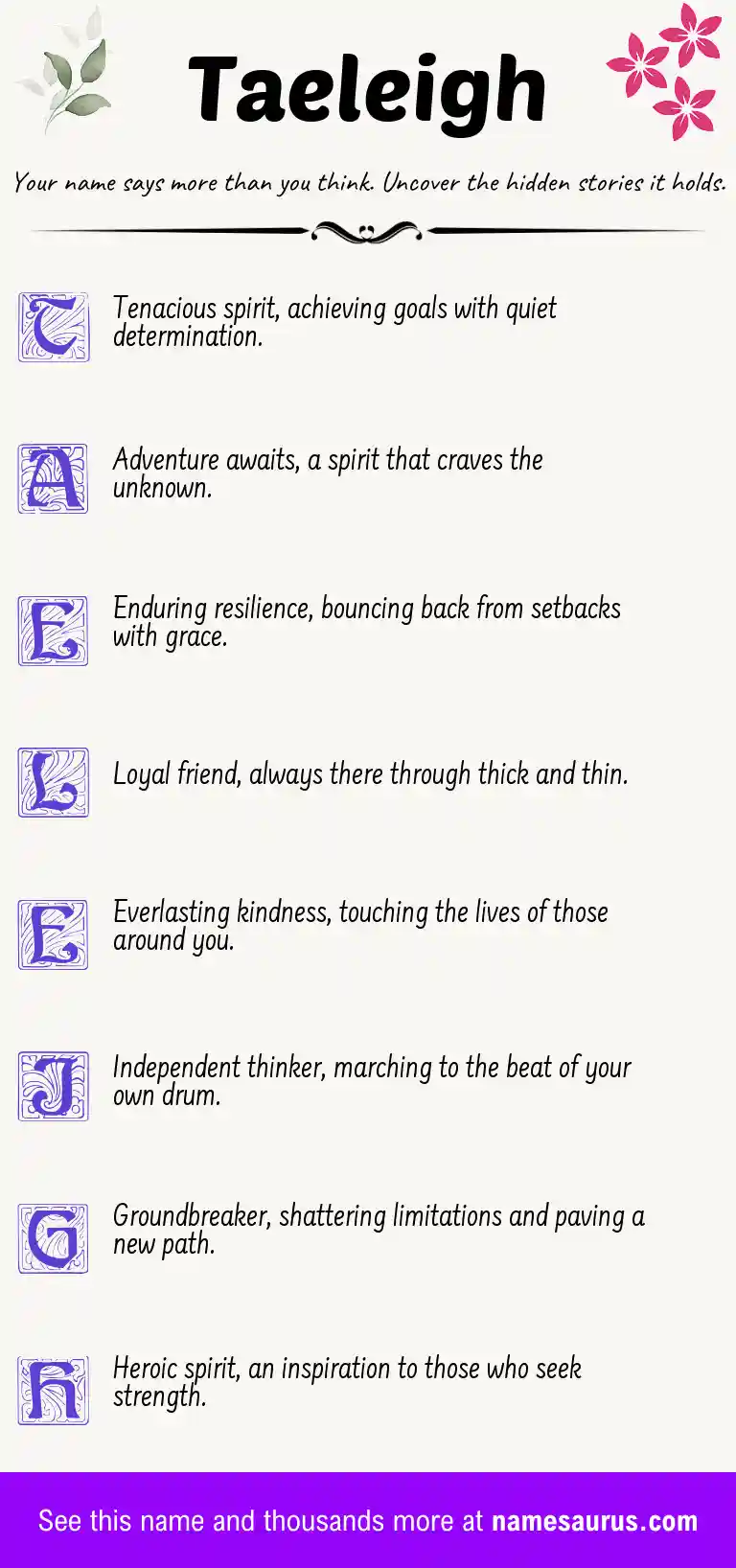 Acrostic poem about Taeleigh.
