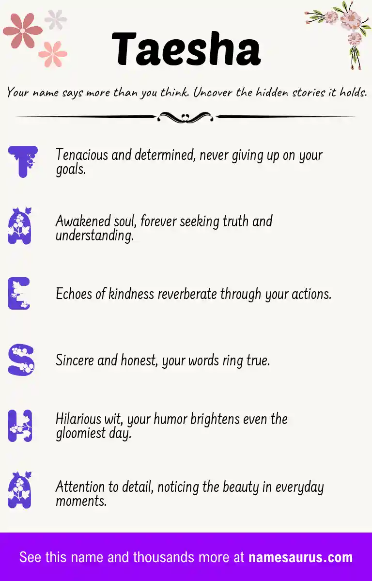 Acrostic poem about Taesha.