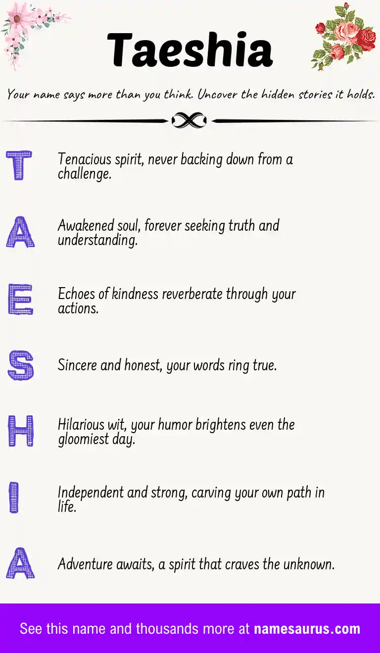 Acrostic poem about Taeshia.