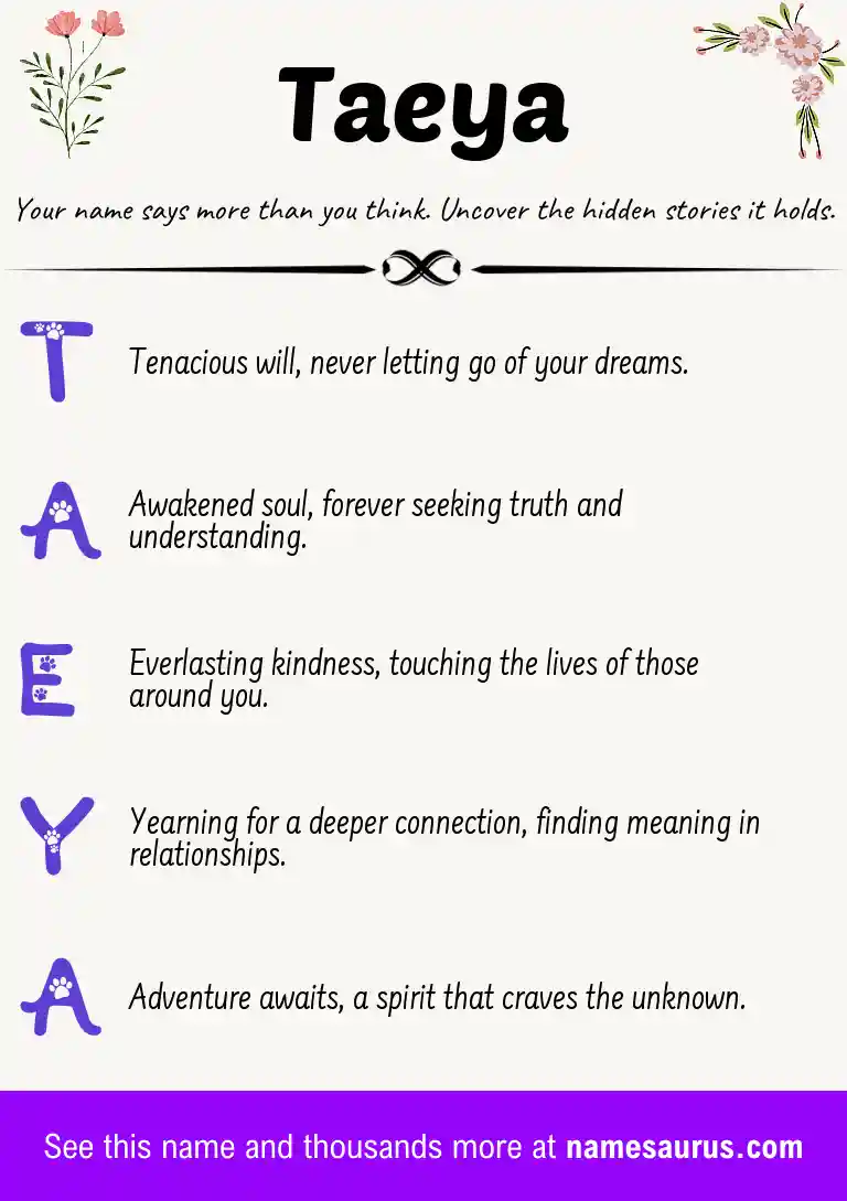 Acrostic poem about Taeya.