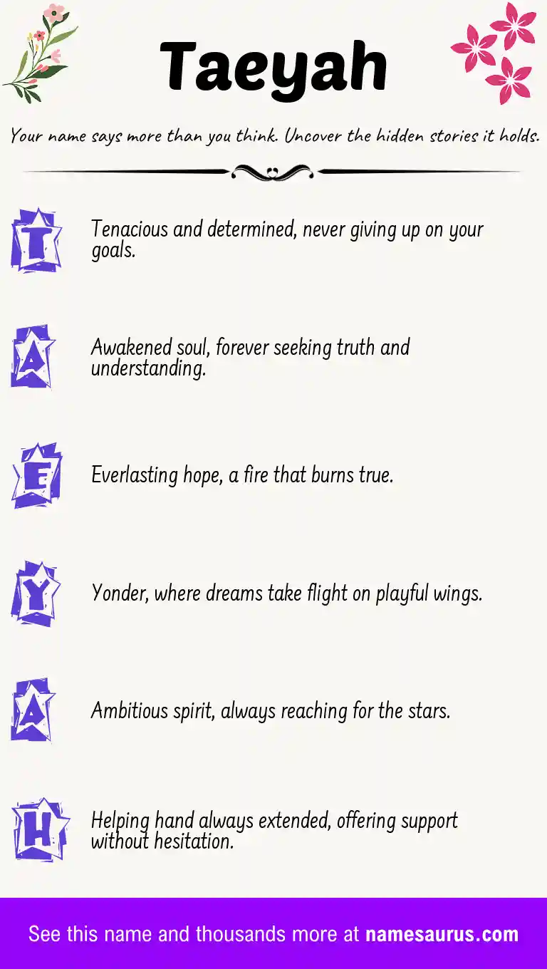 Acrostic poem about Taeyah.