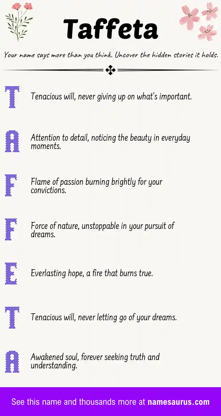 Acrostic poem about Taffeta.