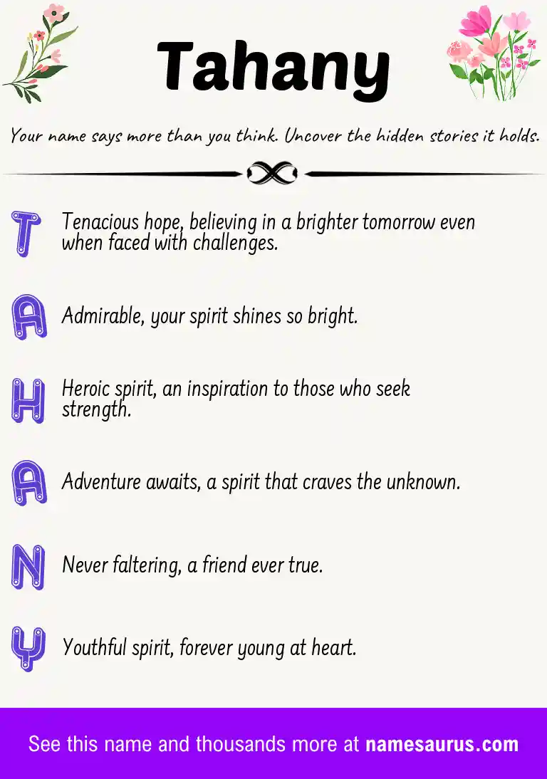 Acrostic poem about Tahany.