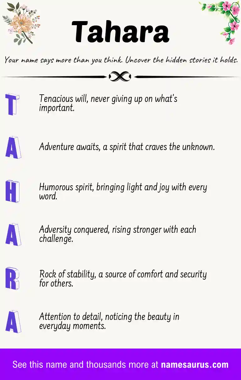 Acrostic poem about Tahara.