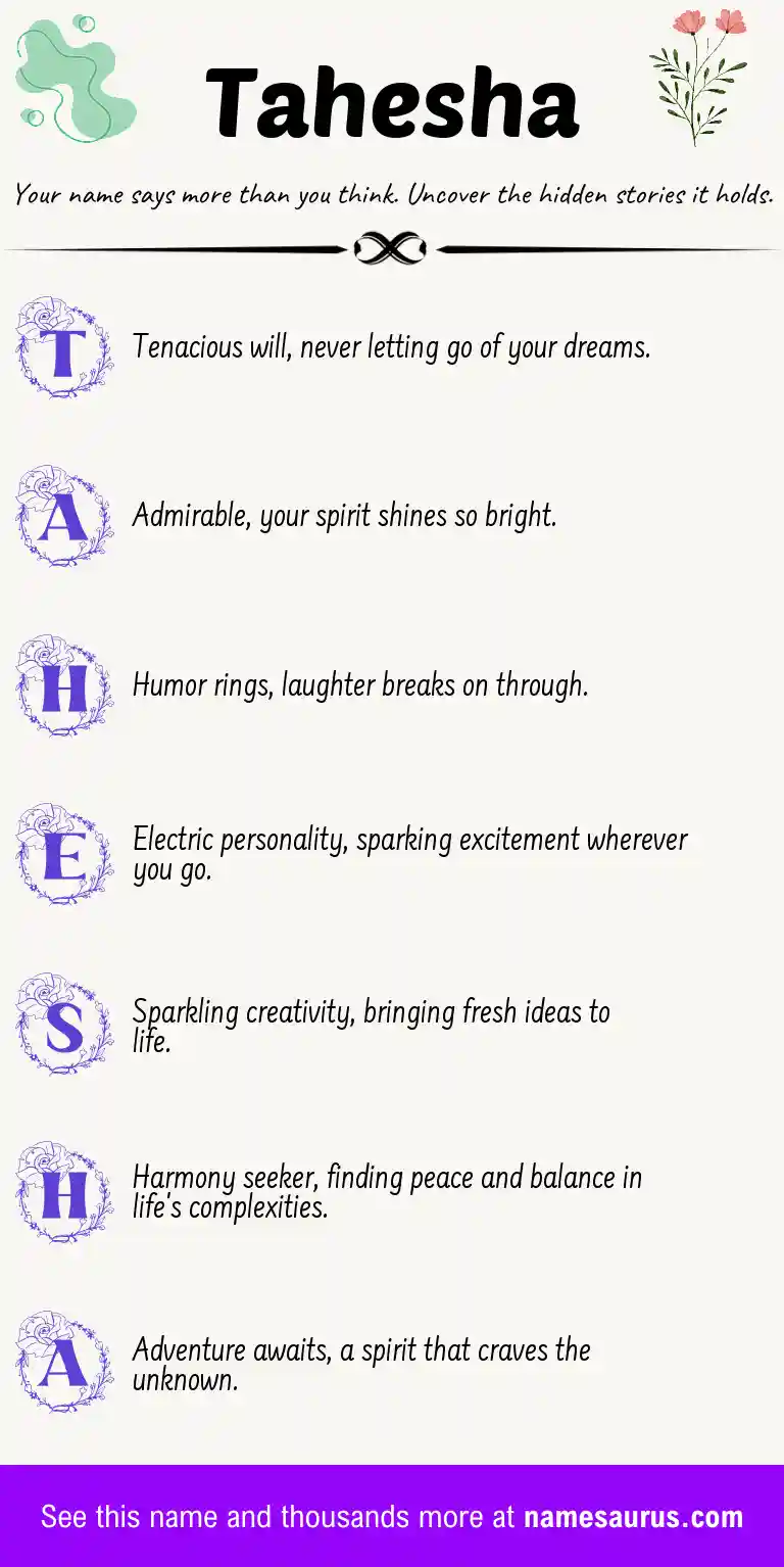 Acrostic poem about Tahesha.