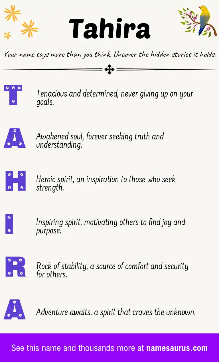 Acrostic poem about Tahira.