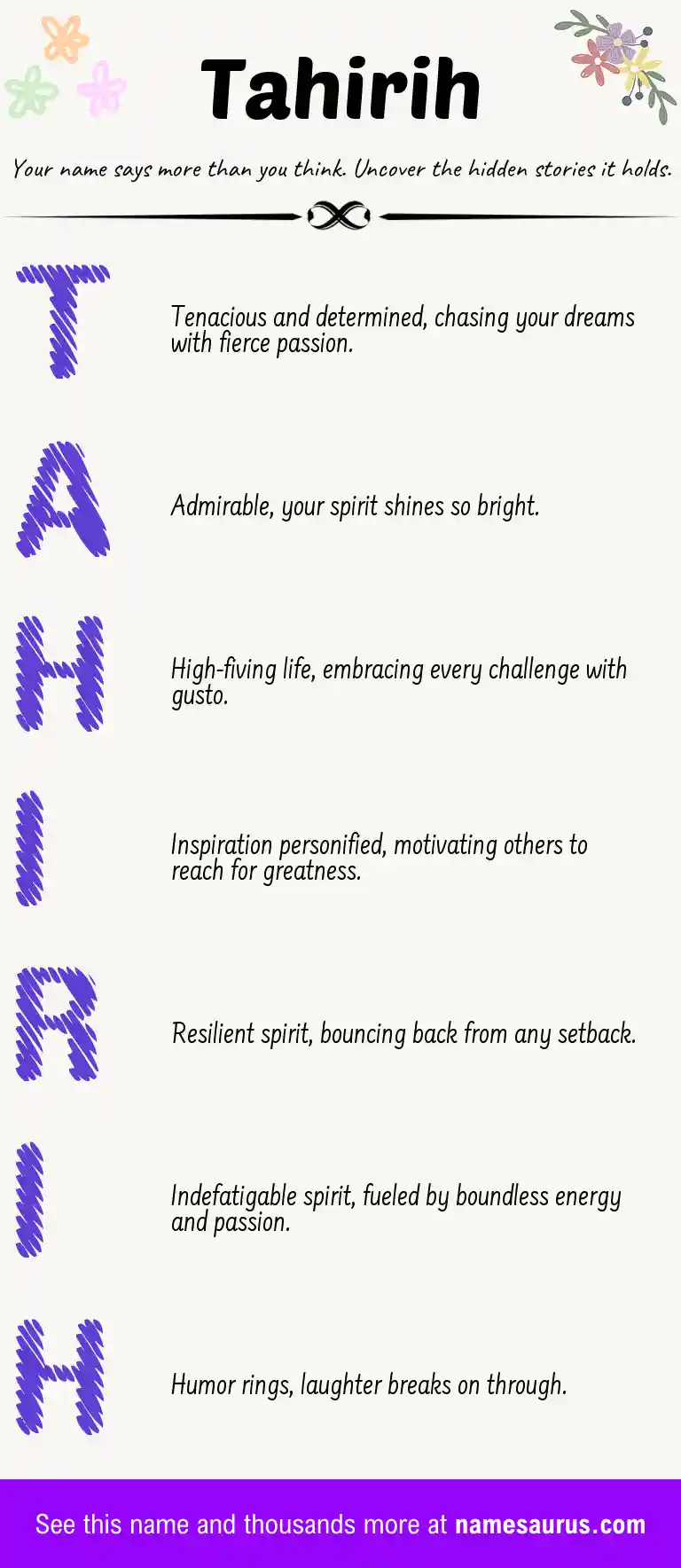 Acrostic poem about Tahirih.
