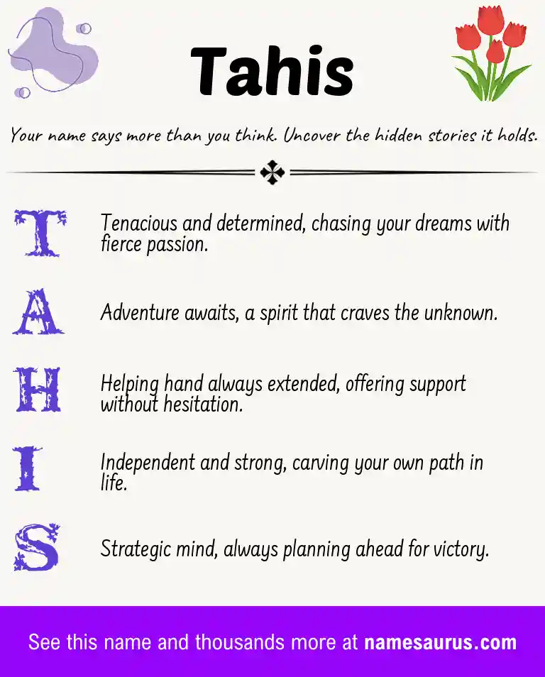 Acrostic poem about Tahis.