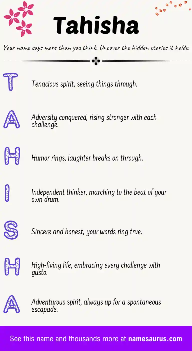 Acrostic poem about Tahisha.