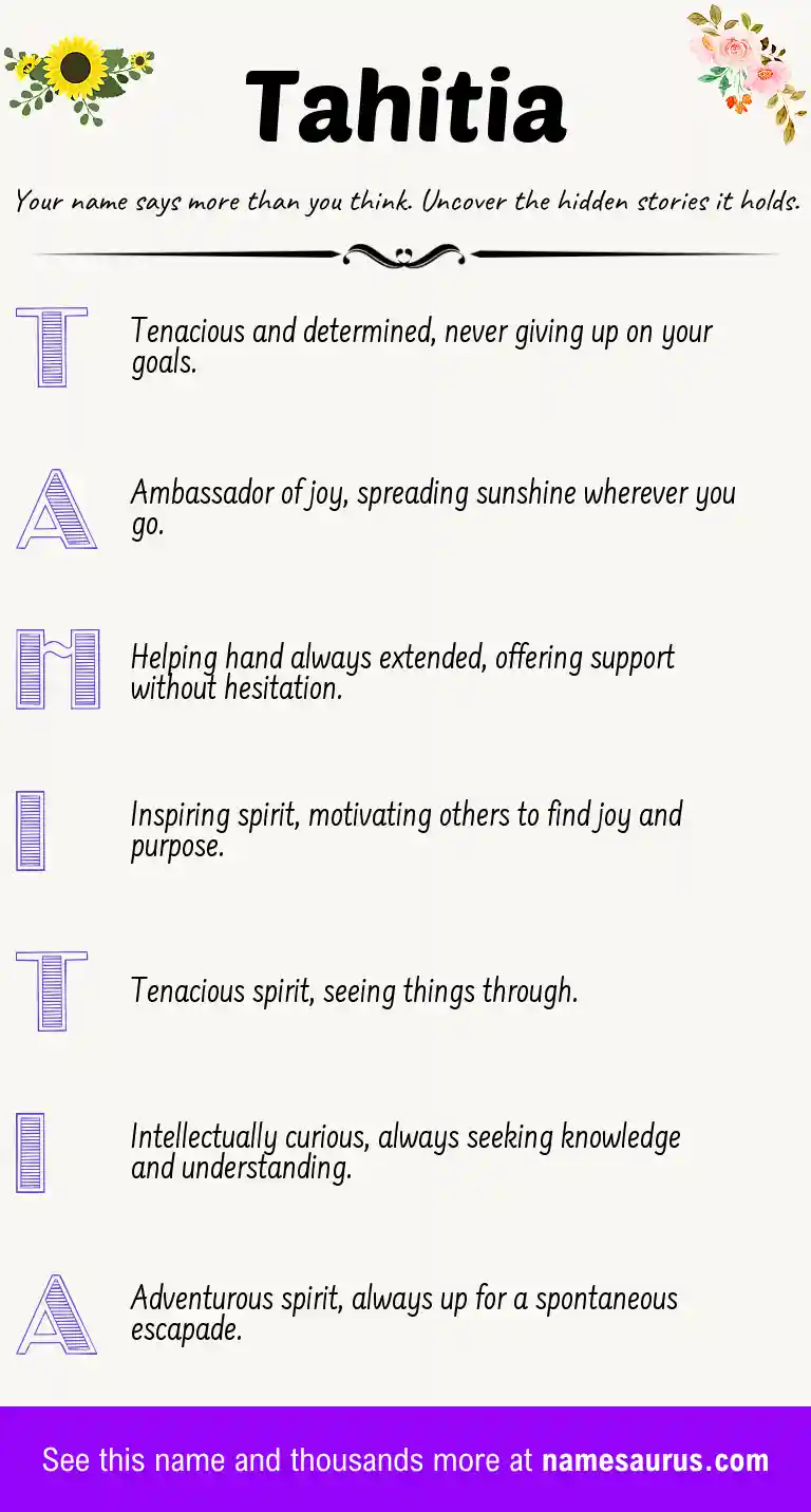 Acrostic poem about Tahitia.