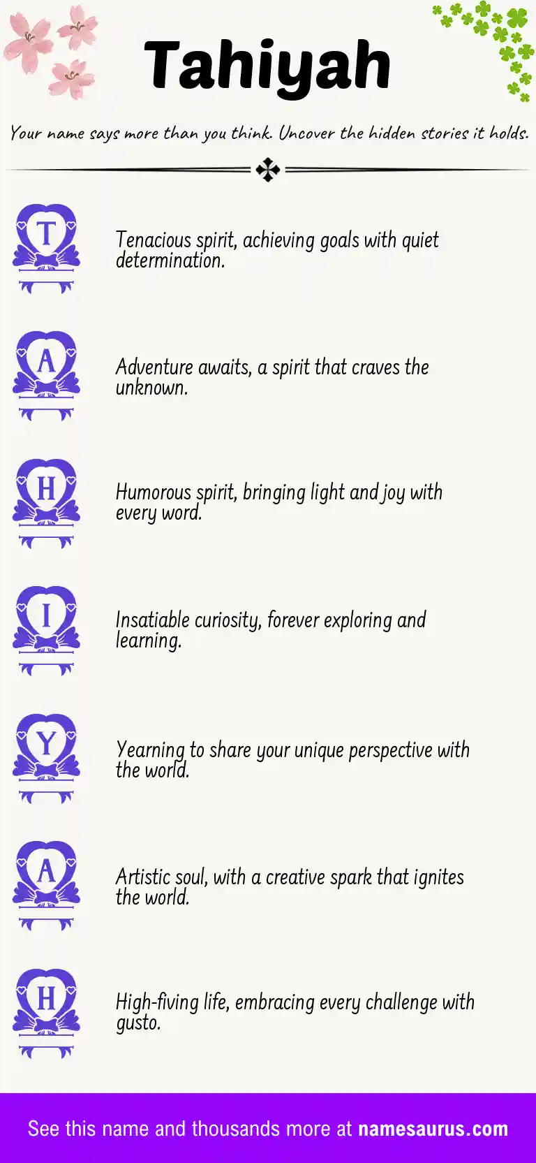 Acrostic poem about Tahiyah.