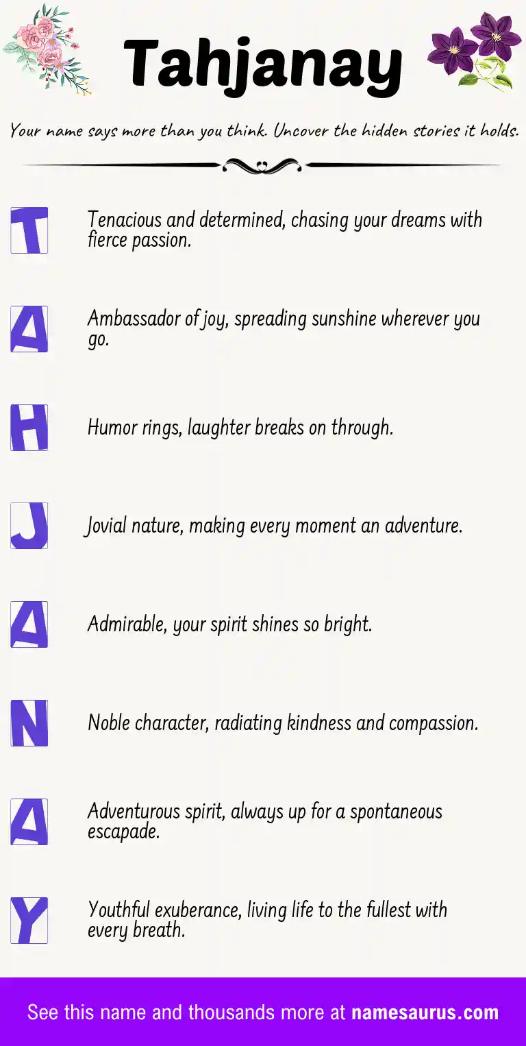Acrostic poem about Tahjanay.