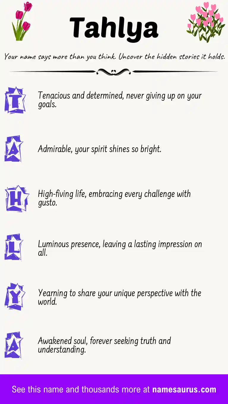 Acrostic poem about Tahlya.