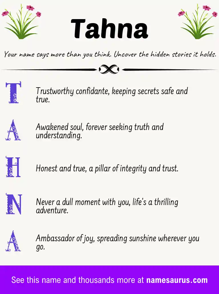 Acrostic poem about Tahna.