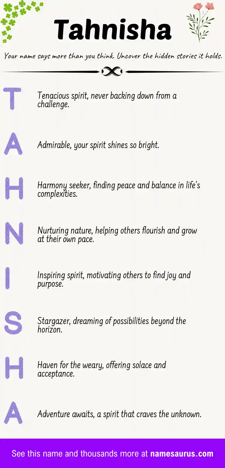 Acrostic poem about Tahnisha.
