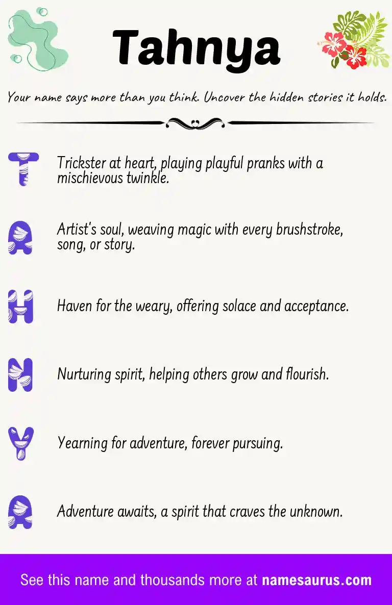 Acrostic poem about Tahnya.