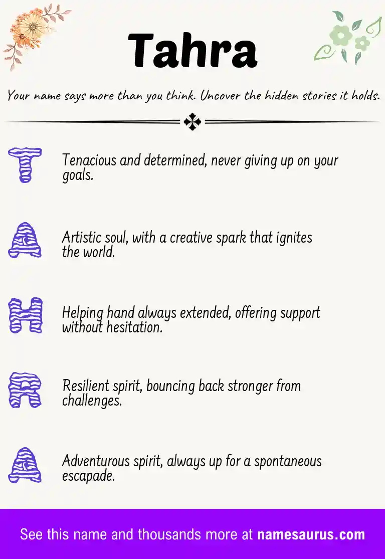 Acrostic poem about Tahra.