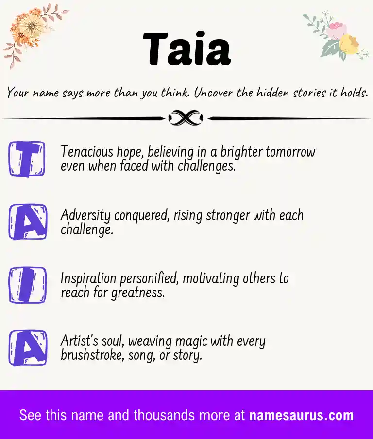 Acrostic poem about Taia.
