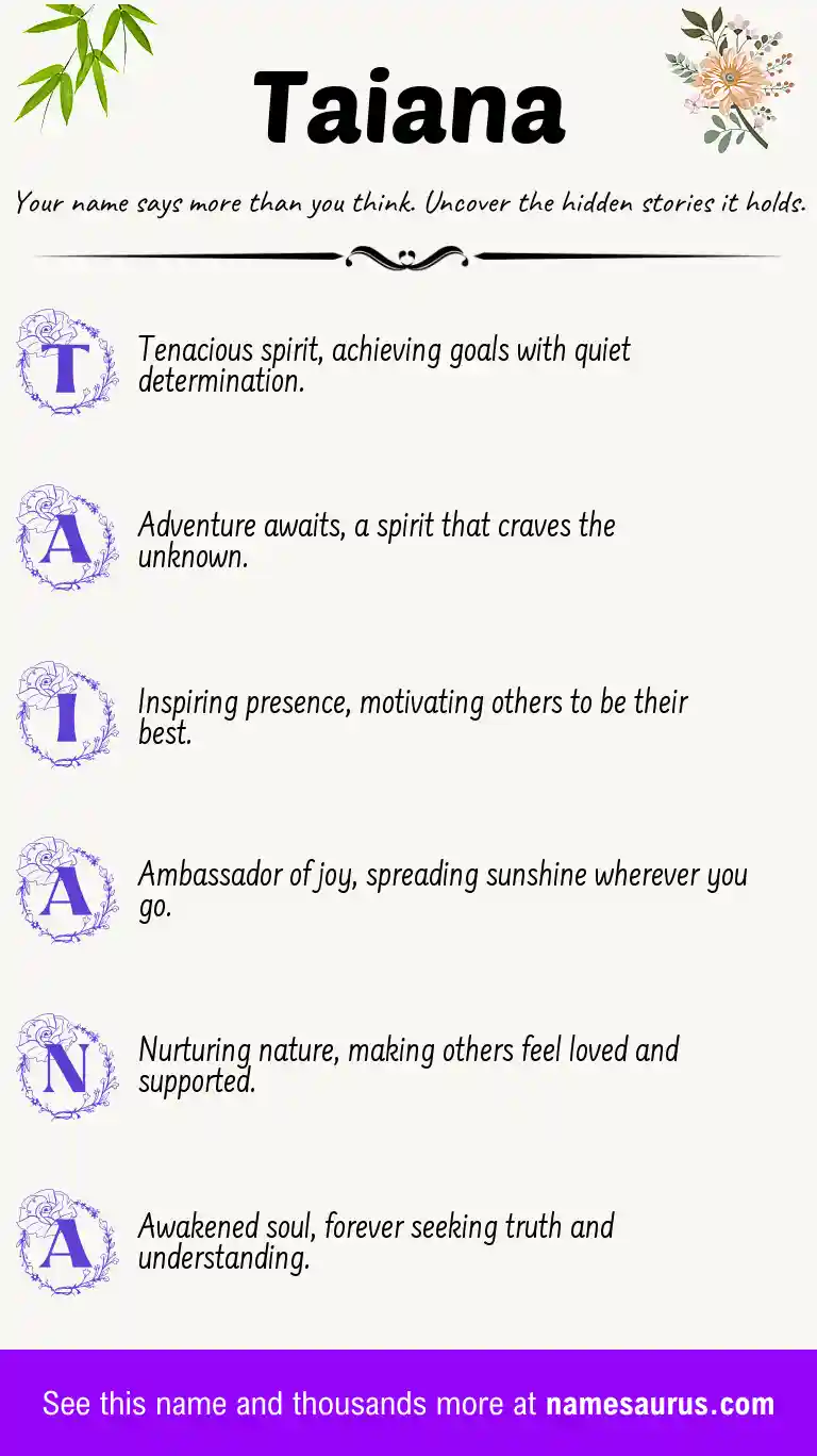 Acrostic poem about Taiana.