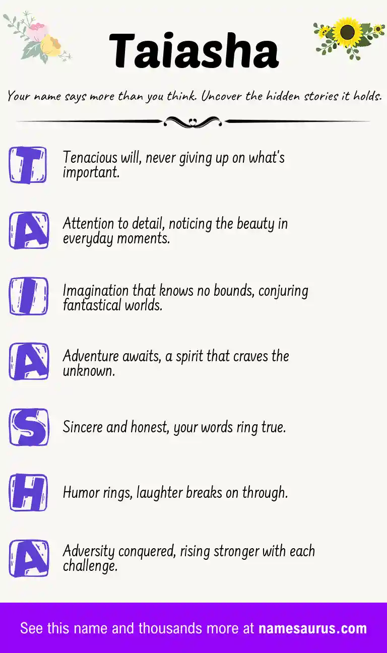Acrostic poem about Taiasha.
