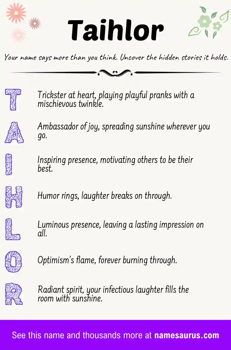 Acrostic poem about Taihlor.