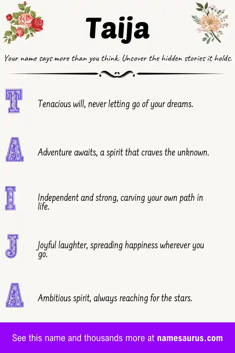 Acrostic poem about Taija.
