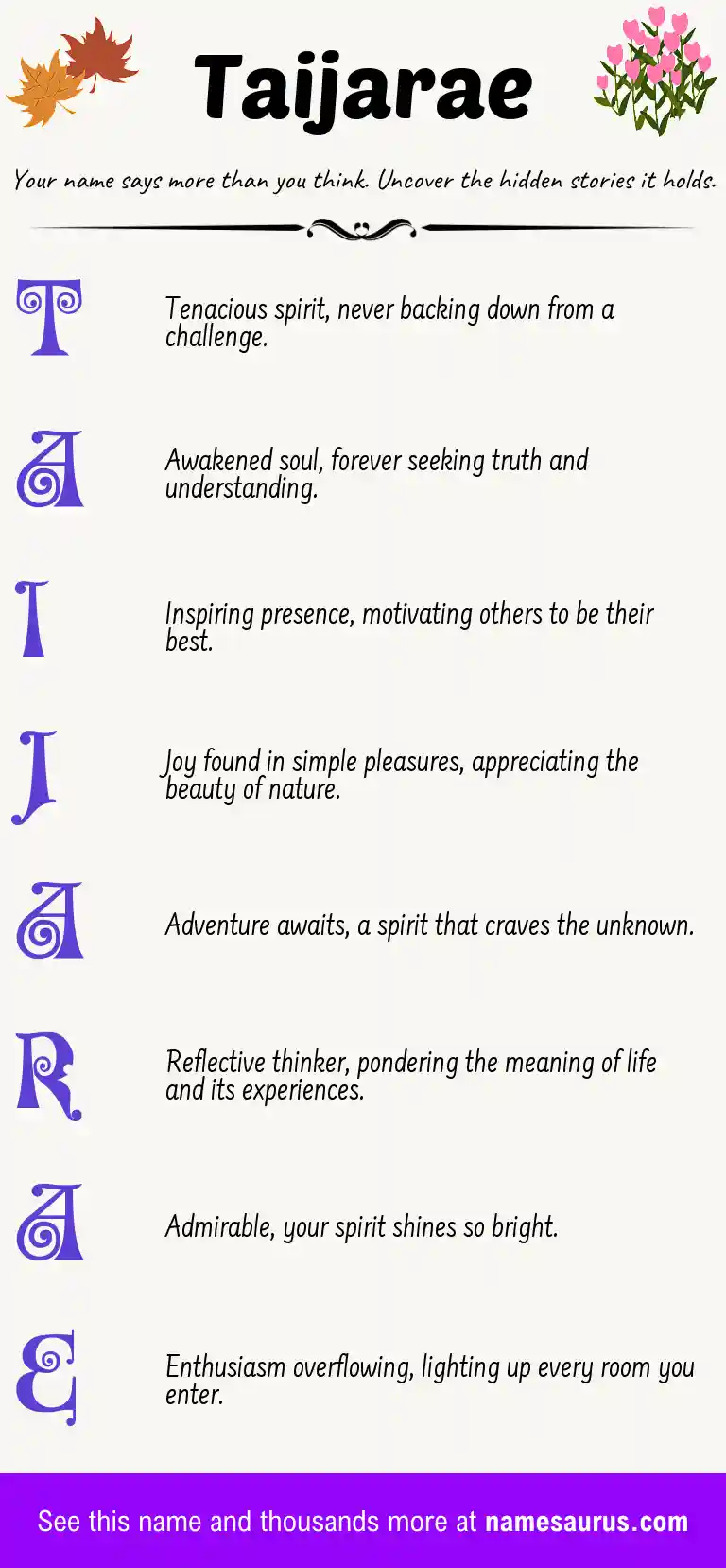 Acrostic poem about Taijarae.