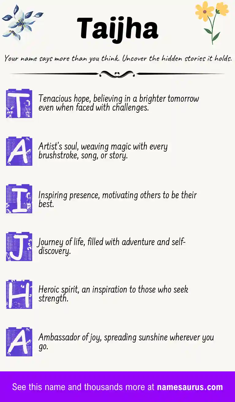 Acrostic poem about Taijha.