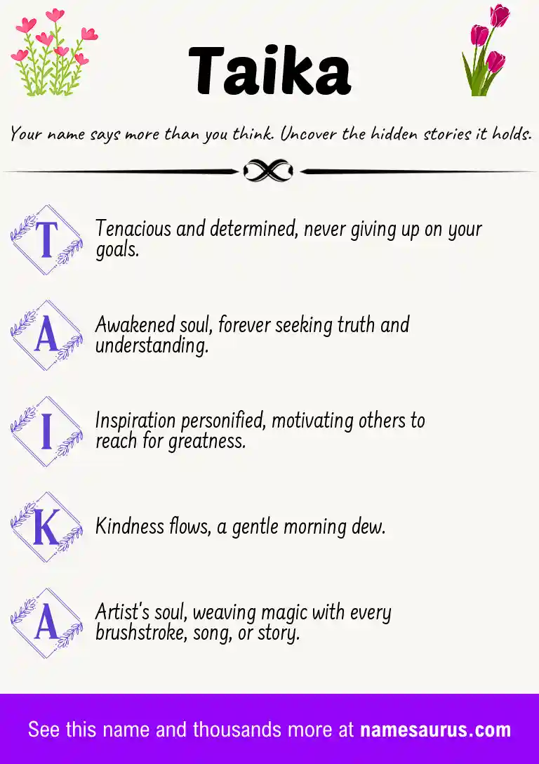 Acrostic poem about Taika.