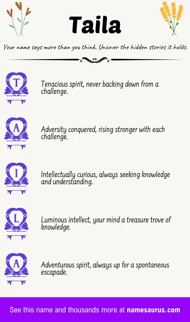 Acrostic poem about Taila.