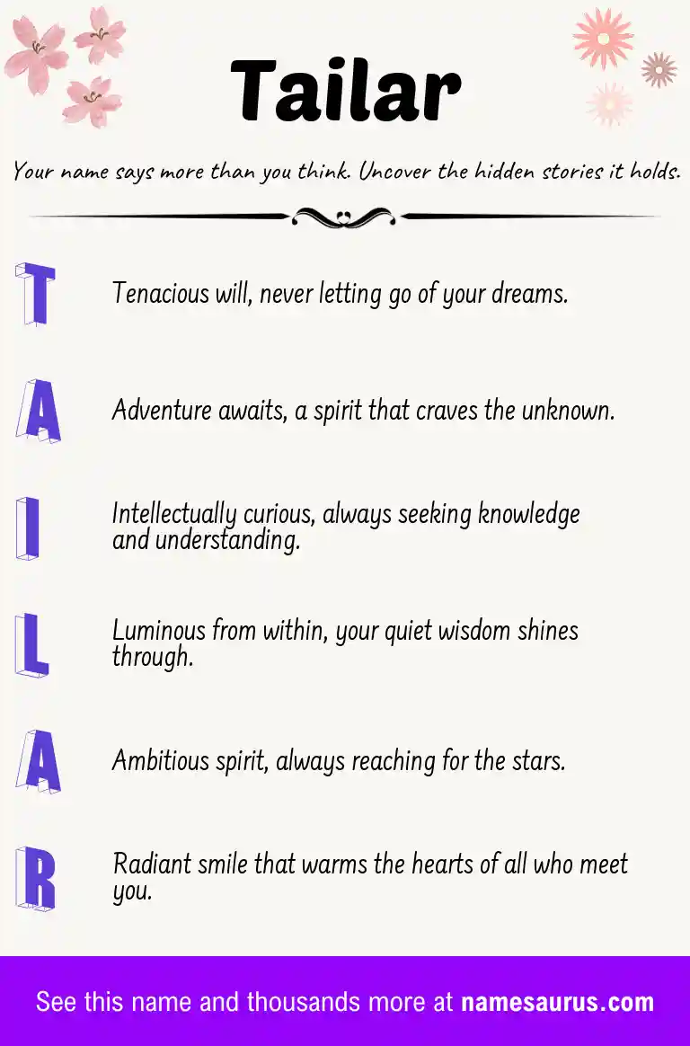 Acrostic poem about Tailar.