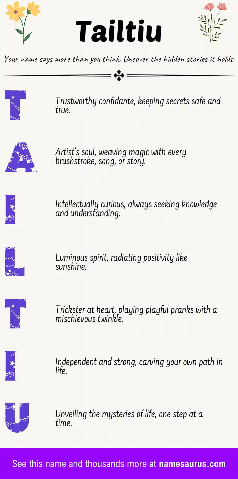 Acrostic poem about Tailtiu.