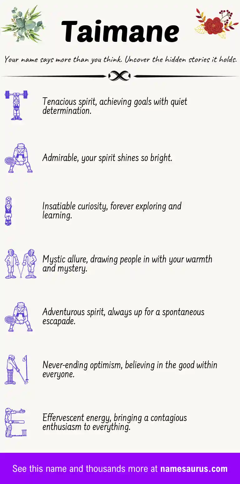 Acrostic poem about Taimane.
