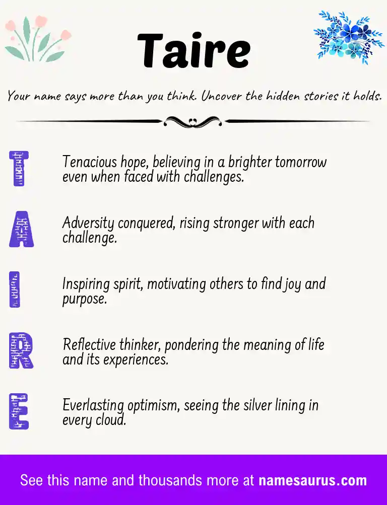 Acrostic poem about Taire.