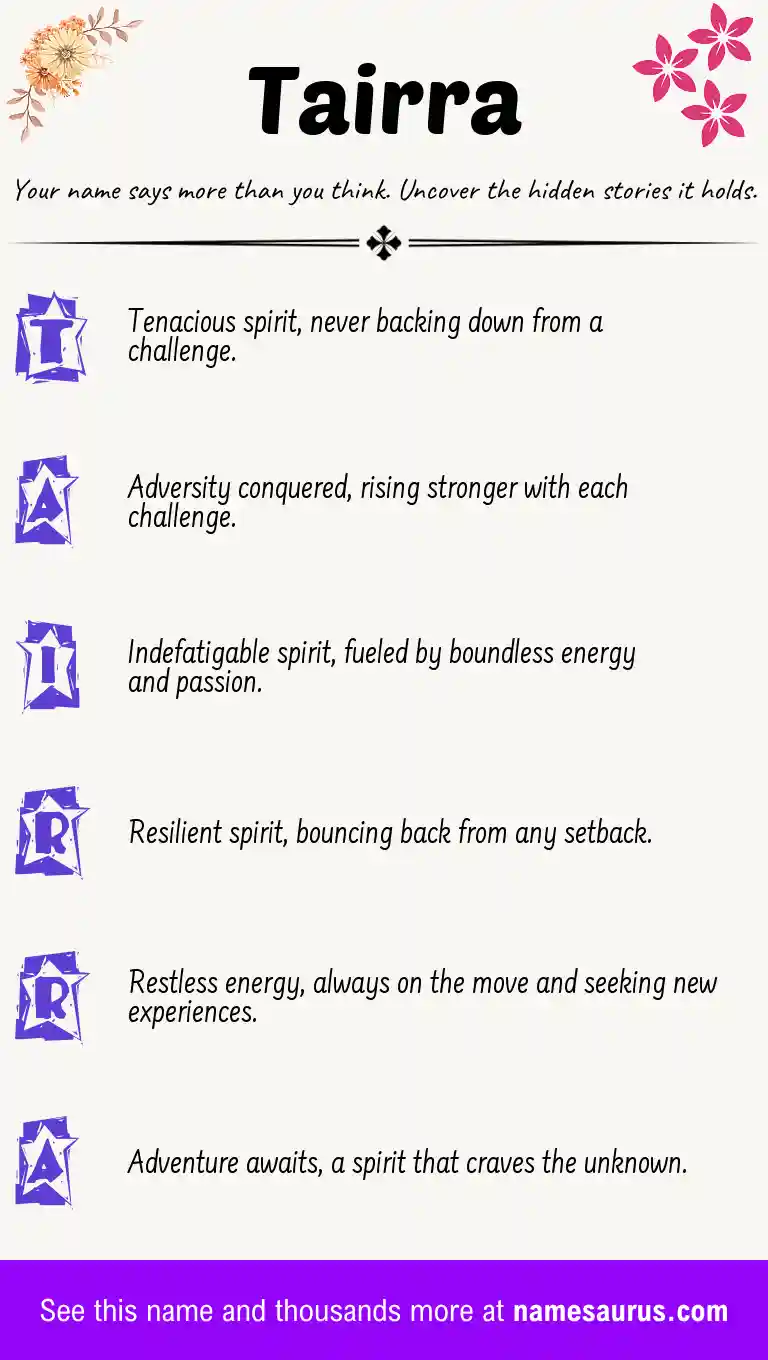 Acrostic poem about Tairra.