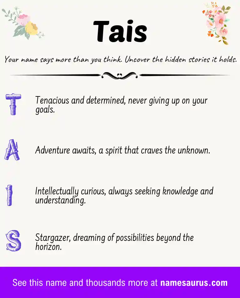 Acrostic poem about Tais.
