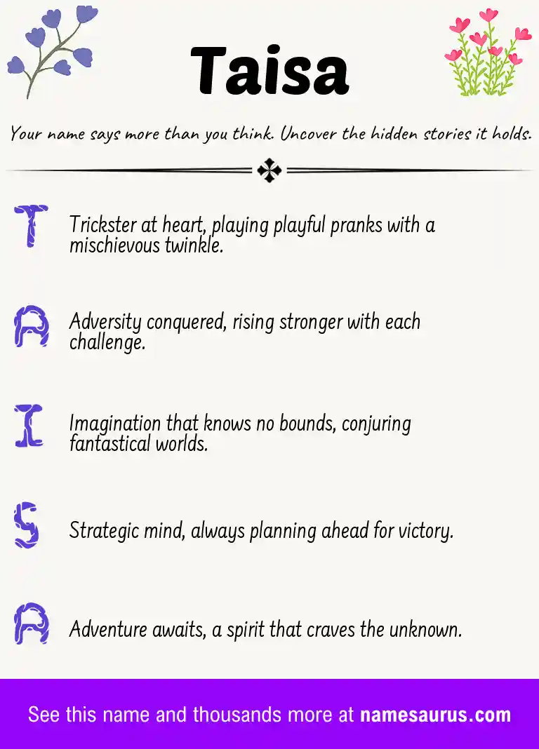 Acrostic poem about Taisa.