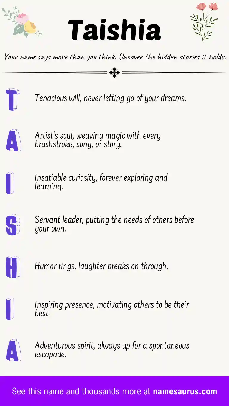 Acrostic poem about Taishia.