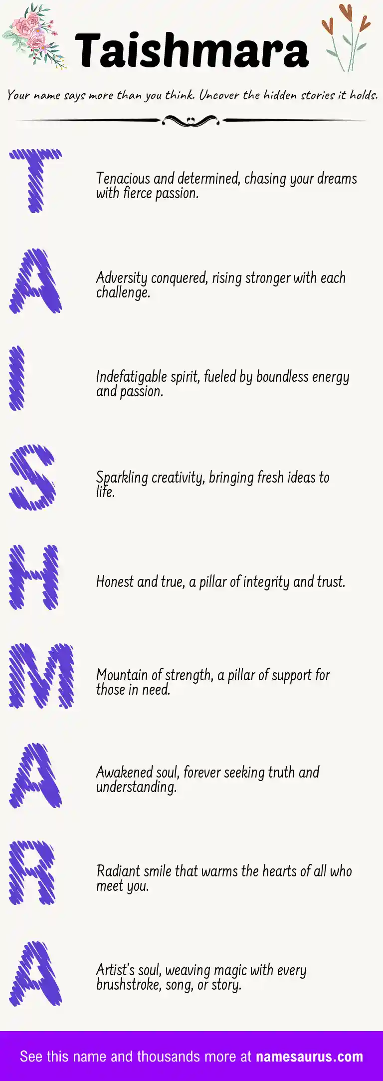 Acrostic poem about Taishmara.
