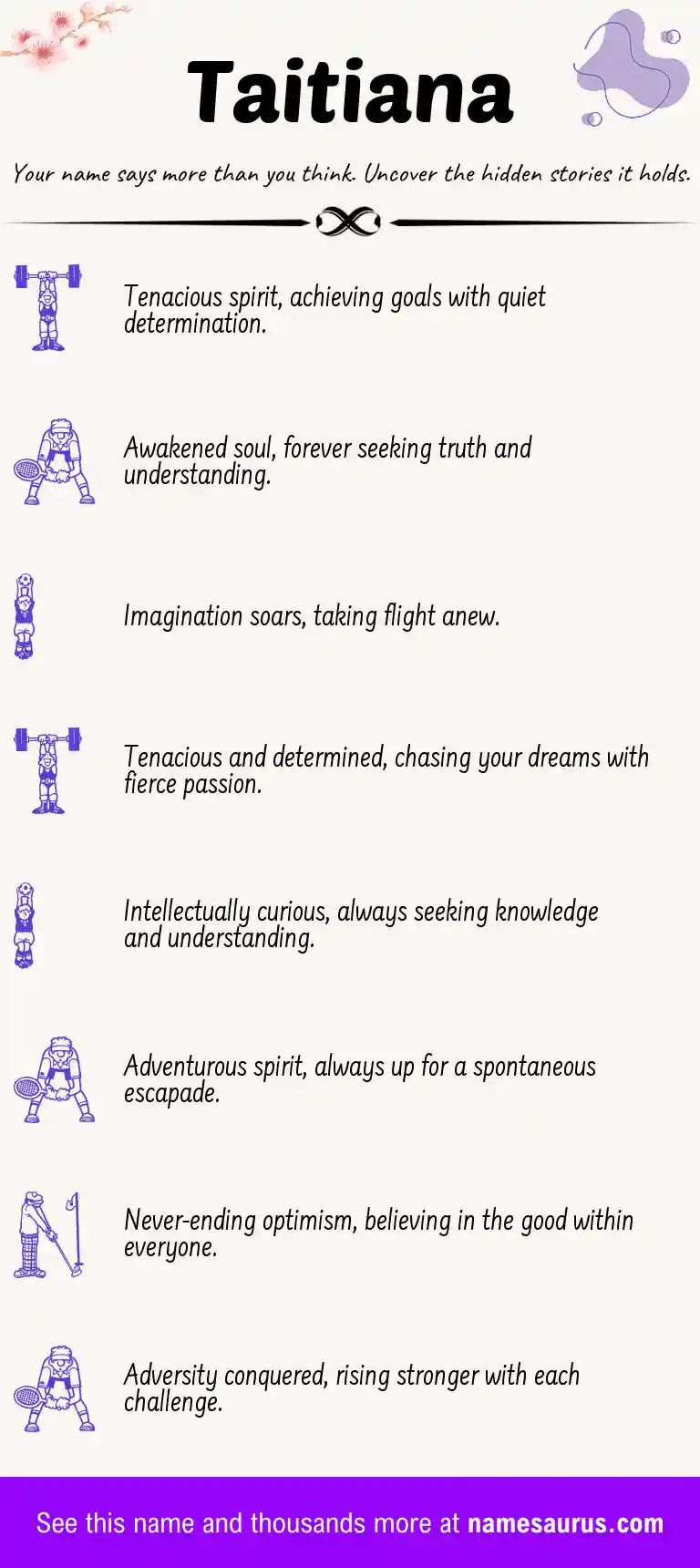 Acrostic poem about Taitiana.